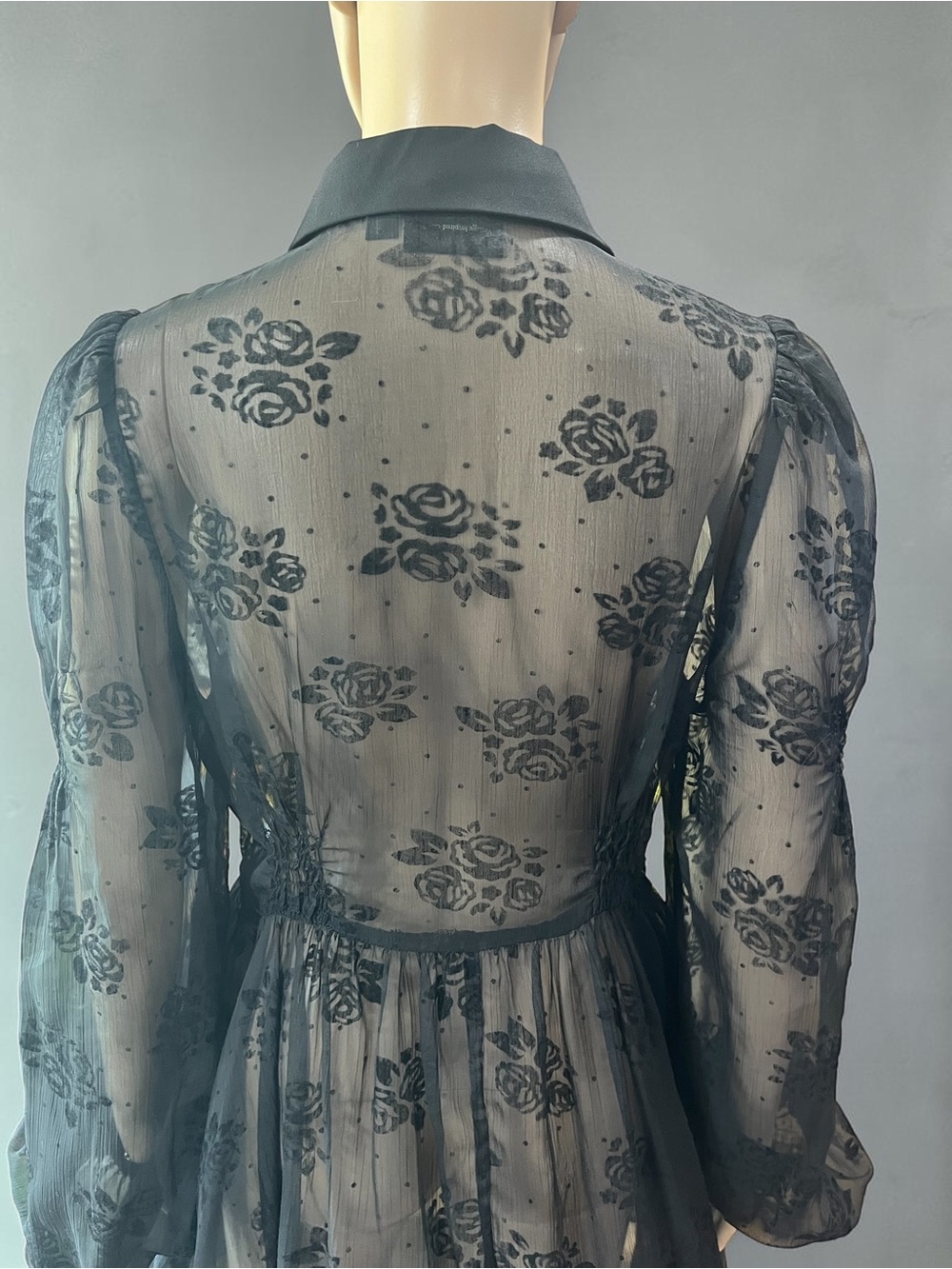 Voodoo Vixen Black Rose Sheer Midi Shirt Dress • Whimsigoth Rockabilly M - Picture 7 of 12